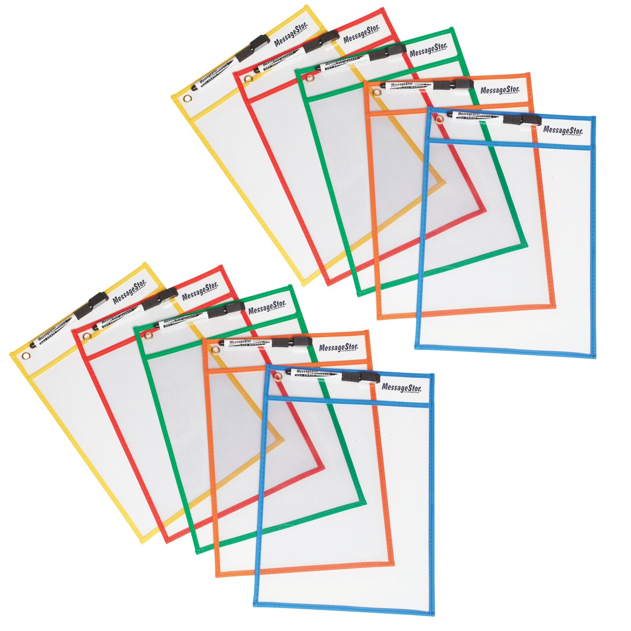 MessageStor® Dry-Erase Reusable Clear Pocket Sleeves with Markers, 60-Piece, Assorted